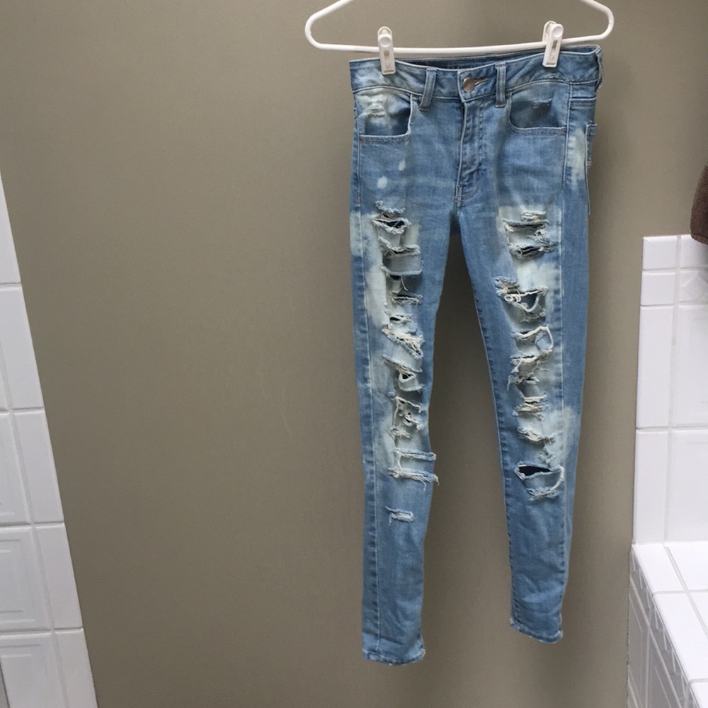 American eagle full length denim ripped jeans